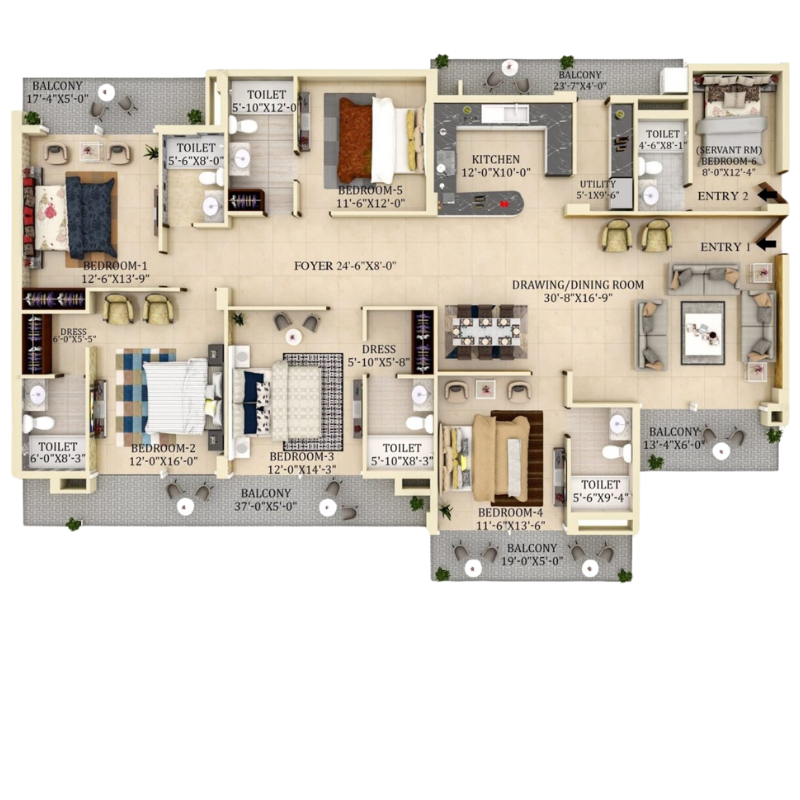 Cluster Plan 5 BHK Category 3